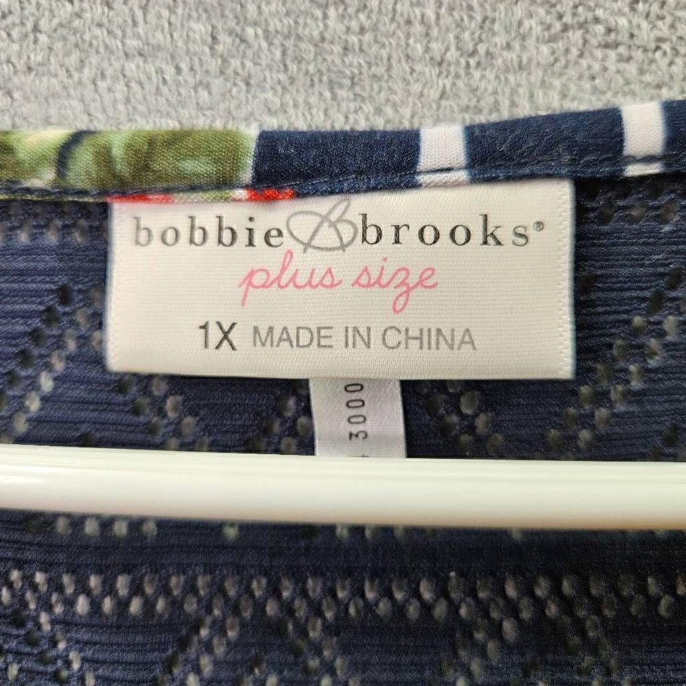 Bobbie Brooks Womens Dress Floral Striped Belt Knee Length Blue Size 1X - Picture 4 of 10